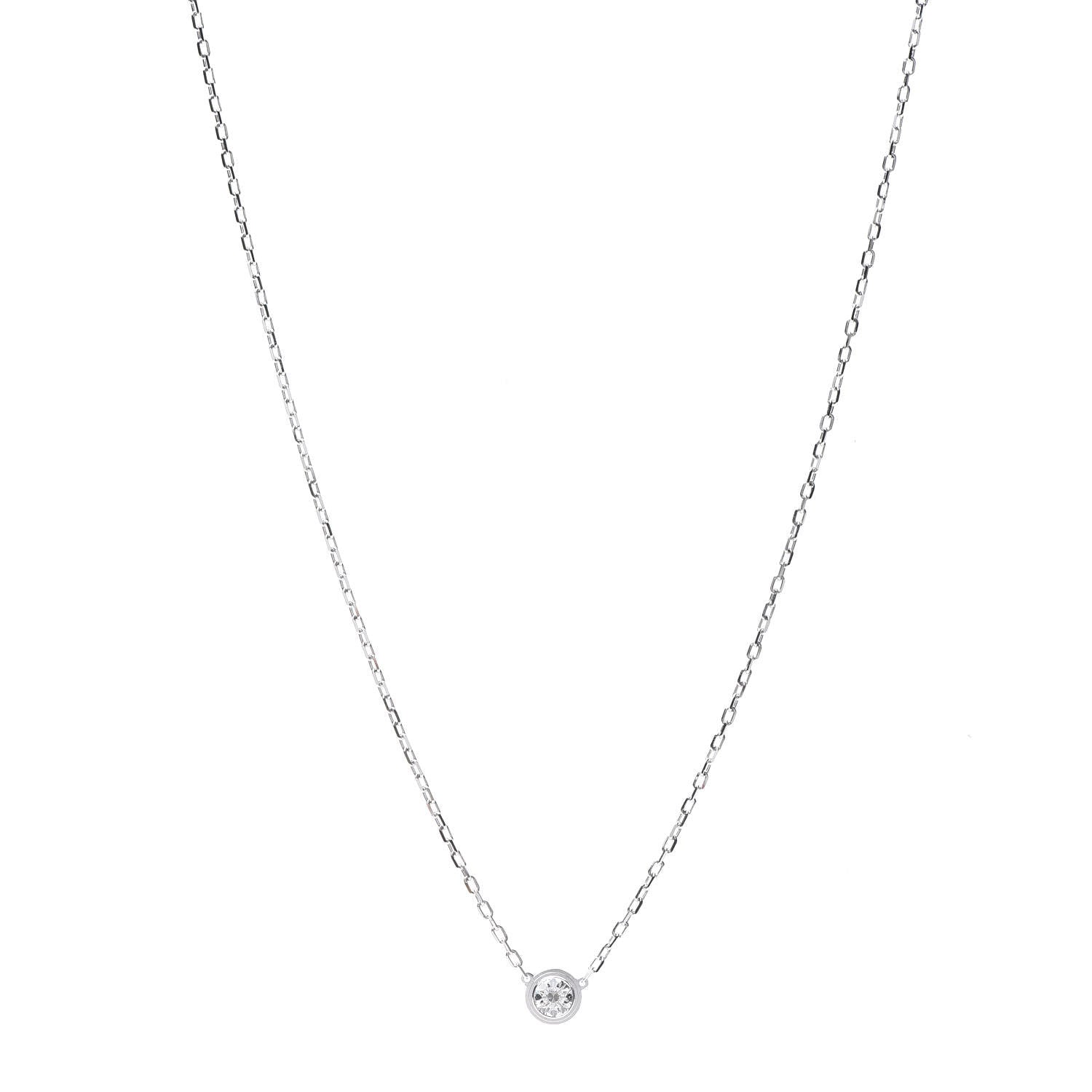 Cartier 18K White Gold Diamond LM D'Amour Pendant Necklace 1 of 5