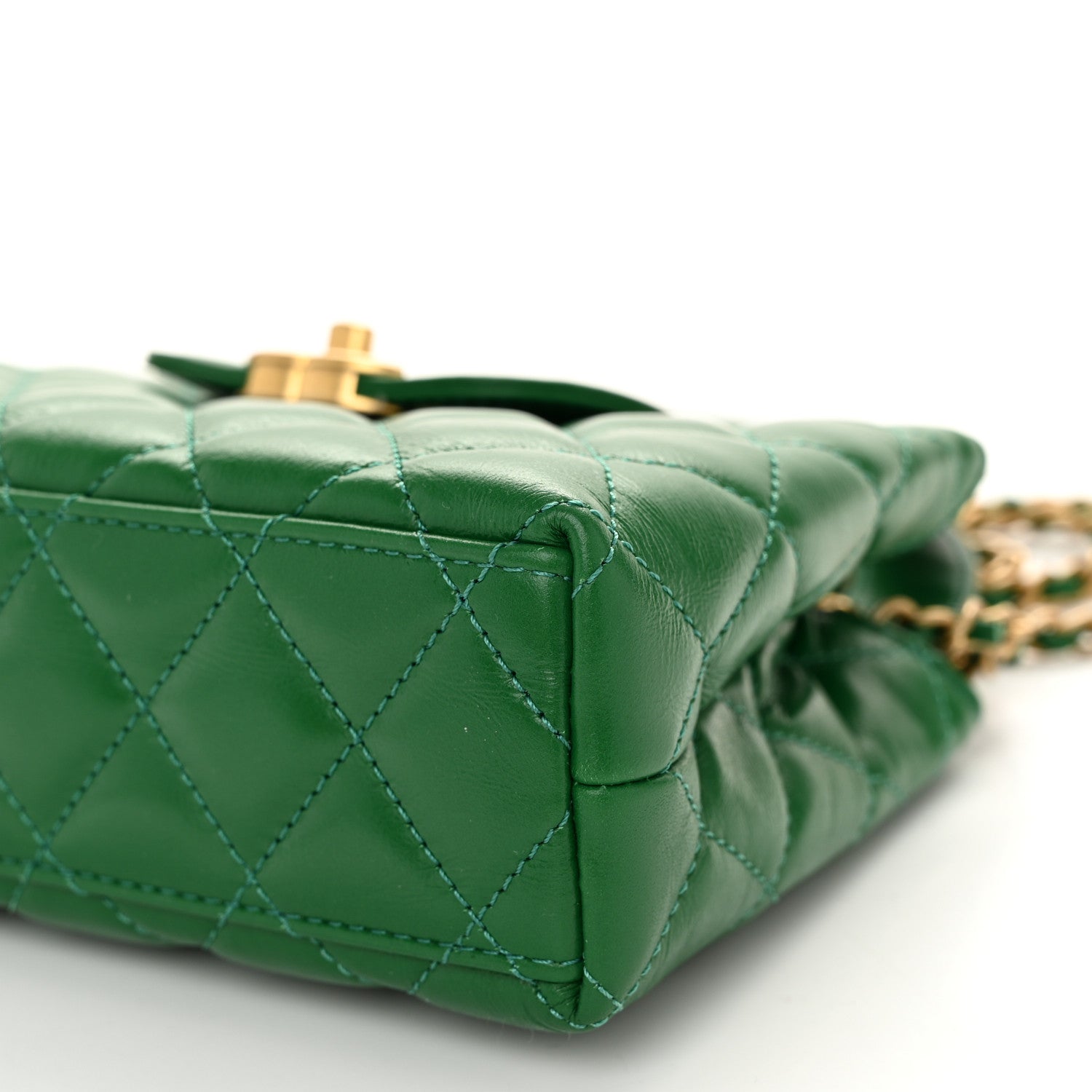 Chanel Shiny Aged Calfskin Quilted Nano Kelly Shopper Green 9 of 10