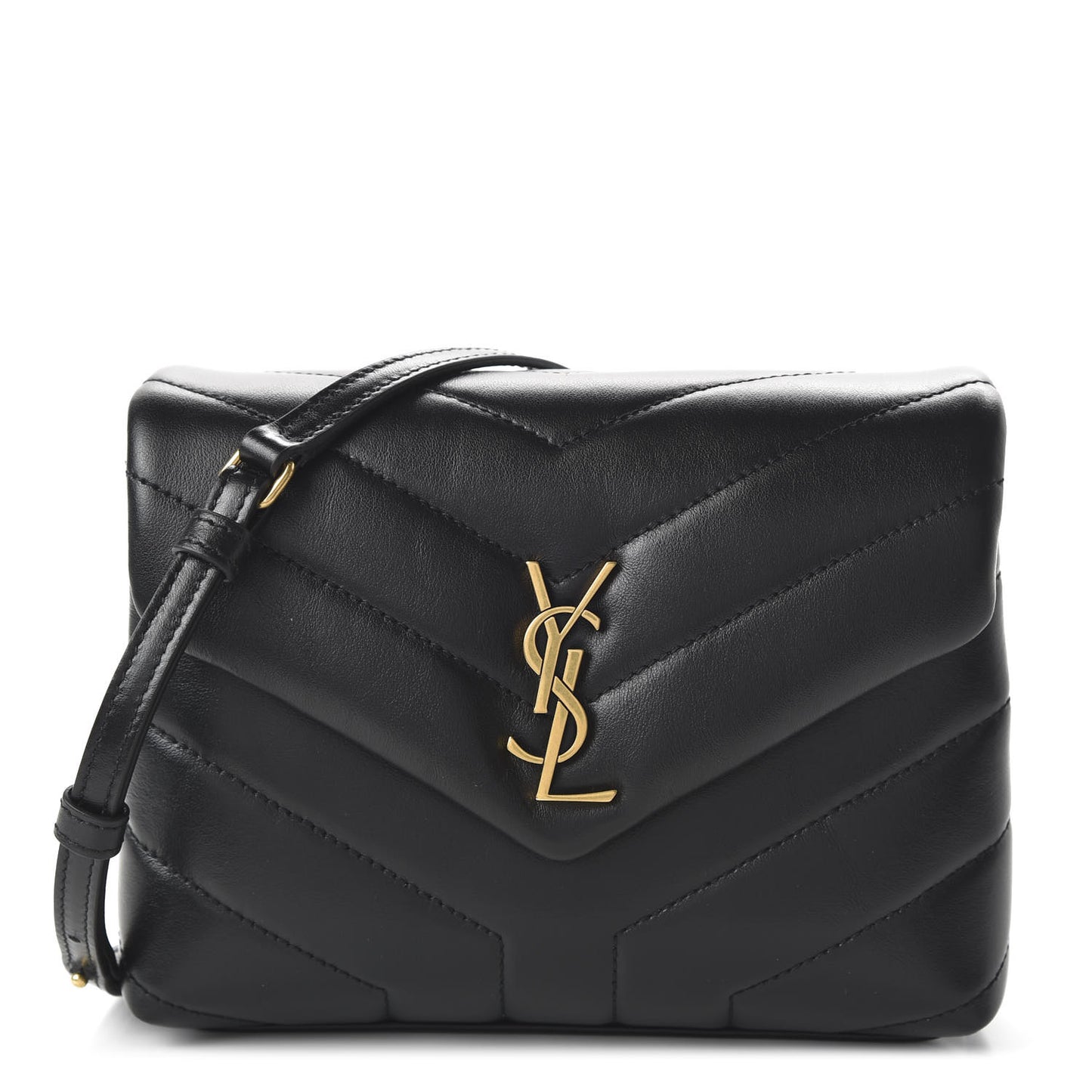 Calfskin Y Quilted Monogram Toy Loulou Crossbody Bag Black