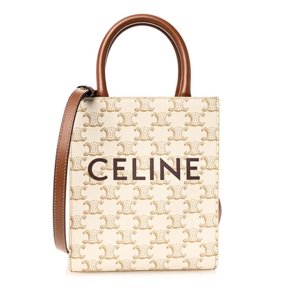 Celine Triomphe Canvas Calfskin Mini Vertical Cabas White 1 of 9
