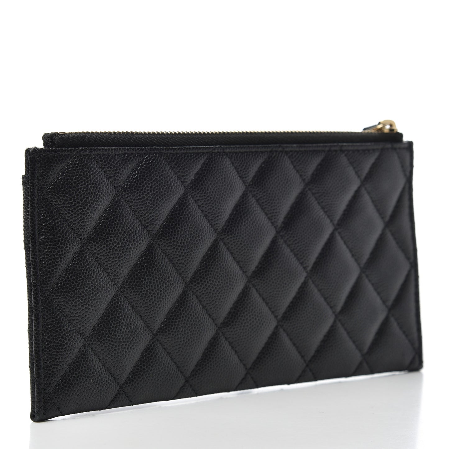 Caviar Quilted Mademoiselle Vintage Zip Pouch Black