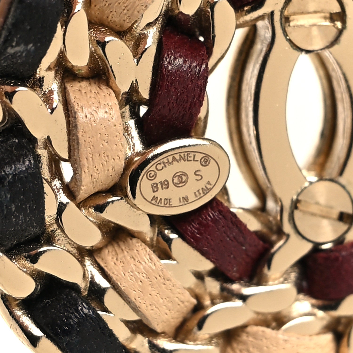 Chanel Metal Lambskin CC Round Earrings Black Gold 4 of 5