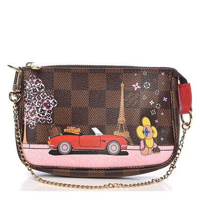 Louis Vuitton Damier Ebene 2019 Christmas Animation Mini Pochette Accessories Red 1 of 8