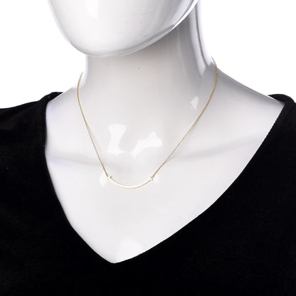 Tiffany 18K Yellow Gold Small T Smile Pendant Necklace 2 of 5