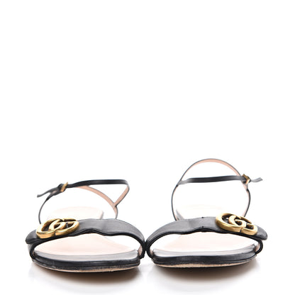 Gucci Lifford Calfskin GG Marmont Ankle Wrap Flat Sandals 41 Black 2 of 18