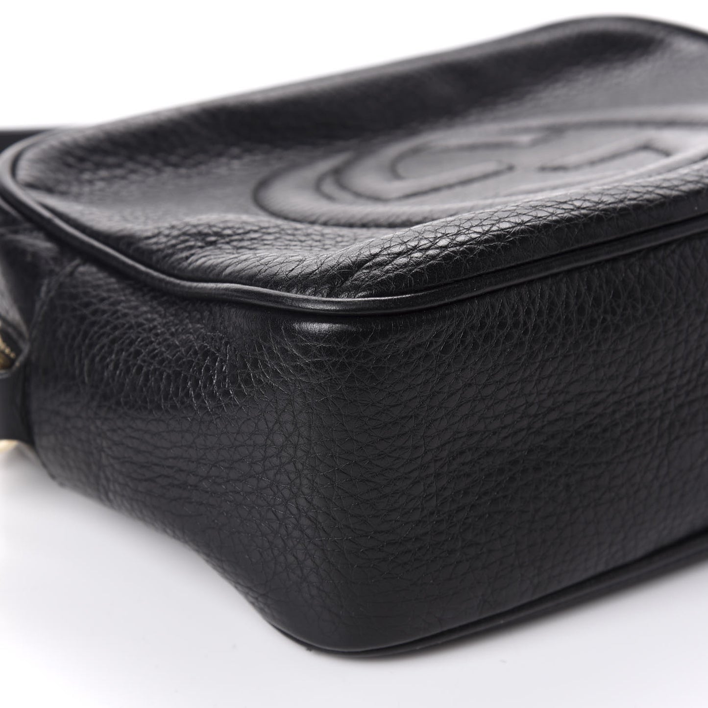 Pebbled Calfskin Small Soho Disco Bag Black