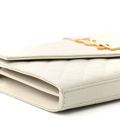 Saint Laurent Grain De Poudre Mixed Matelasse Triquilt Monogram Chain Wallet Crema Soft 4 of 9
