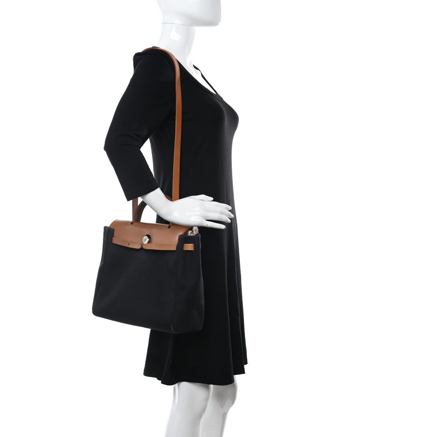 Hermes Toile Vache Calfskin Herbag 30 PM 2 of 19