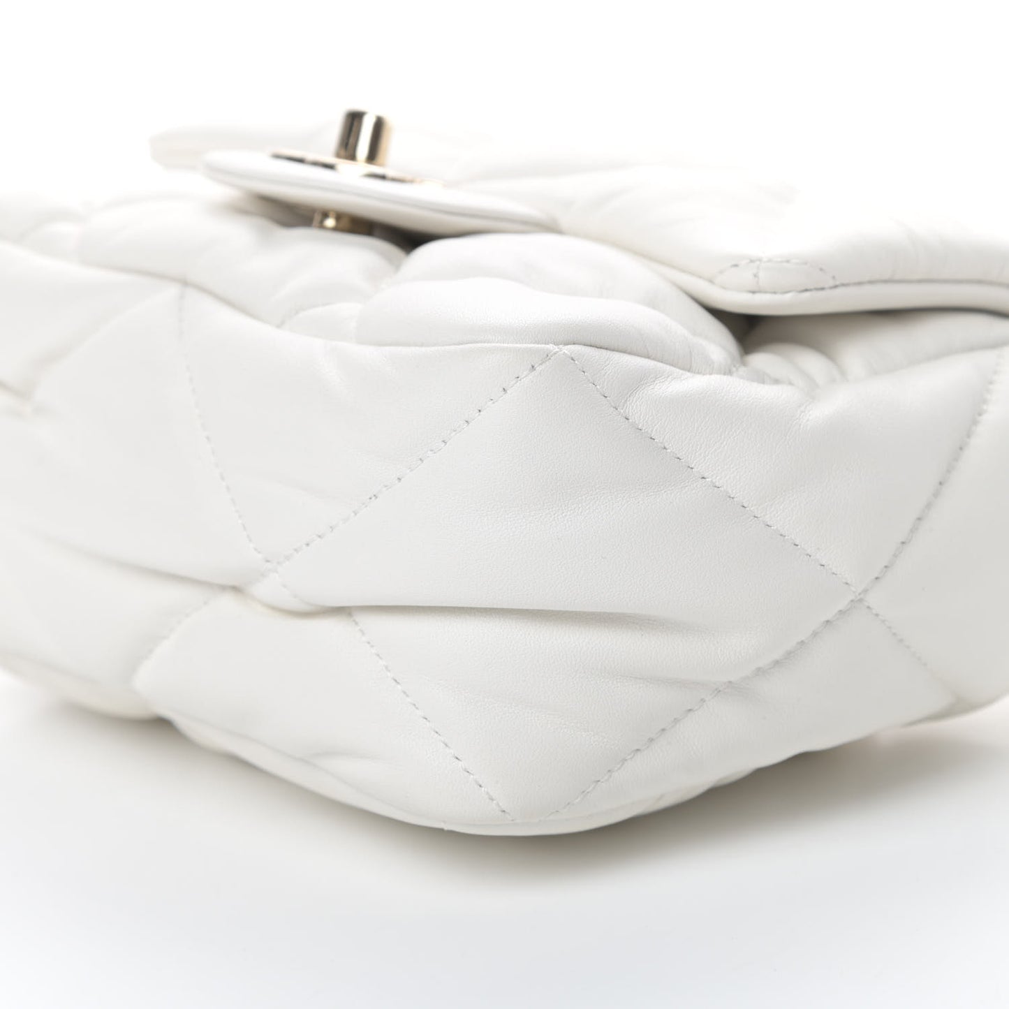 Calfskin Quilted Mini Square Bubbly Flap White