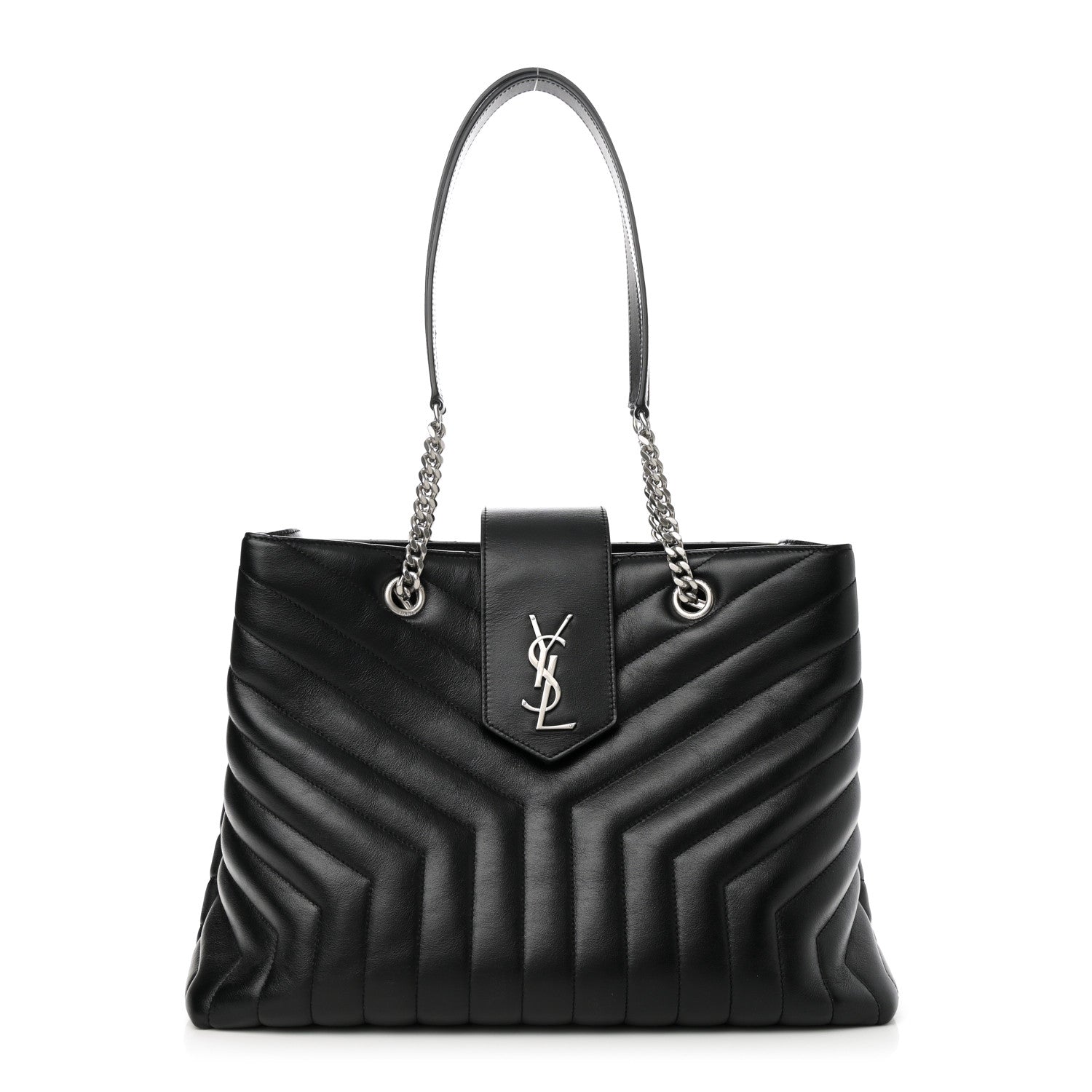 Saint Laurent Calfskin Y Quilted Monogram Large Loulou Shopper Black 1 of 9
