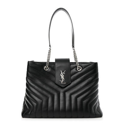 Saint Laurent Calfskin Y Quilted Monogram Large Loulou Shopper Black 1 of 9