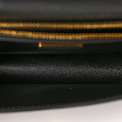 Prada Saffiano Lux Metal Triangle Logo Mini Envelope Chain Shoulder Bag Black 5 of 9