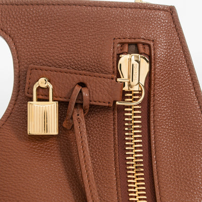 Tom Ford Grained Calfskin Alix Padlock Zip Tote Tobacco 9 of 10
