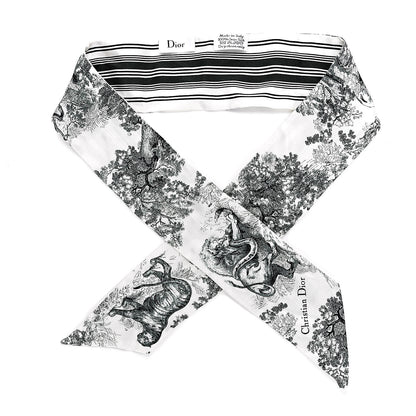 Christian Dior Silk Toile De Jouy Mitzah Scarf Green 1 of 5