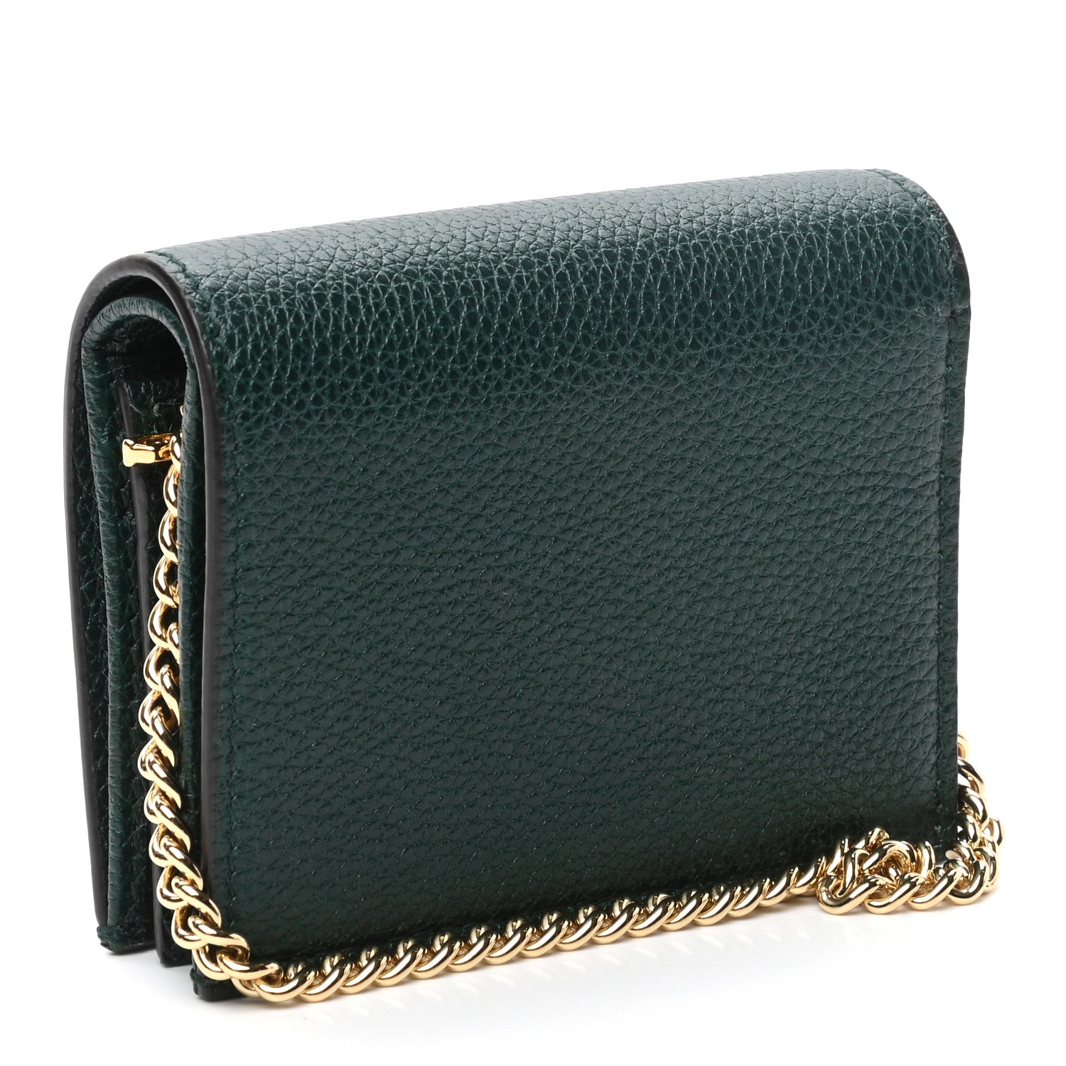 Gucci Grainy Calfskin Zumi Chain Card Case Wallet Vintage Green 4 of 8
