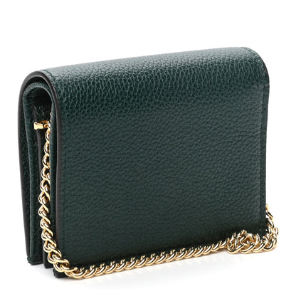 Gucci Grainy Calfskin Zumi Chain Card Case Wallet Vintage Green 4 of 8