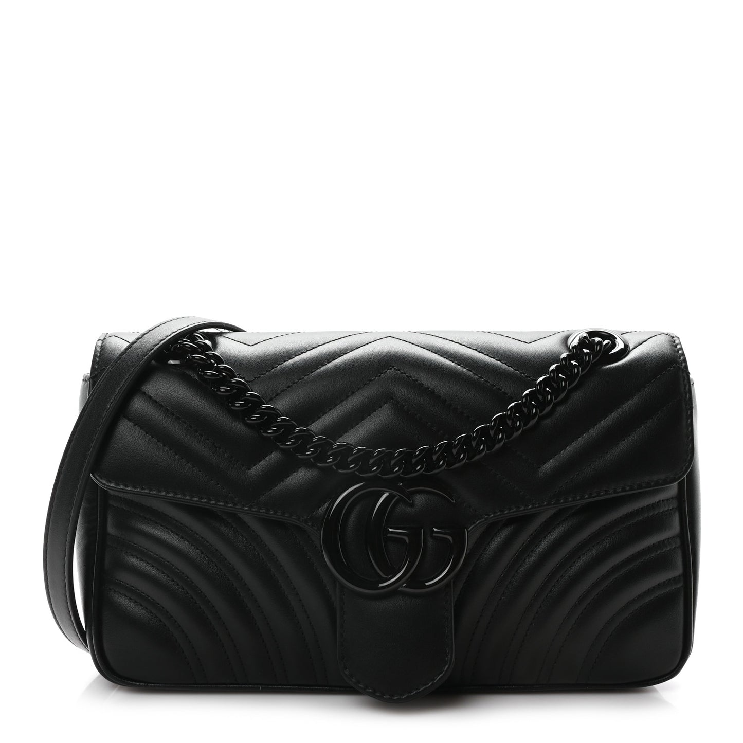 Calfskin Matelasse Monochrome Small GG Marmont Shoulder Bag Black