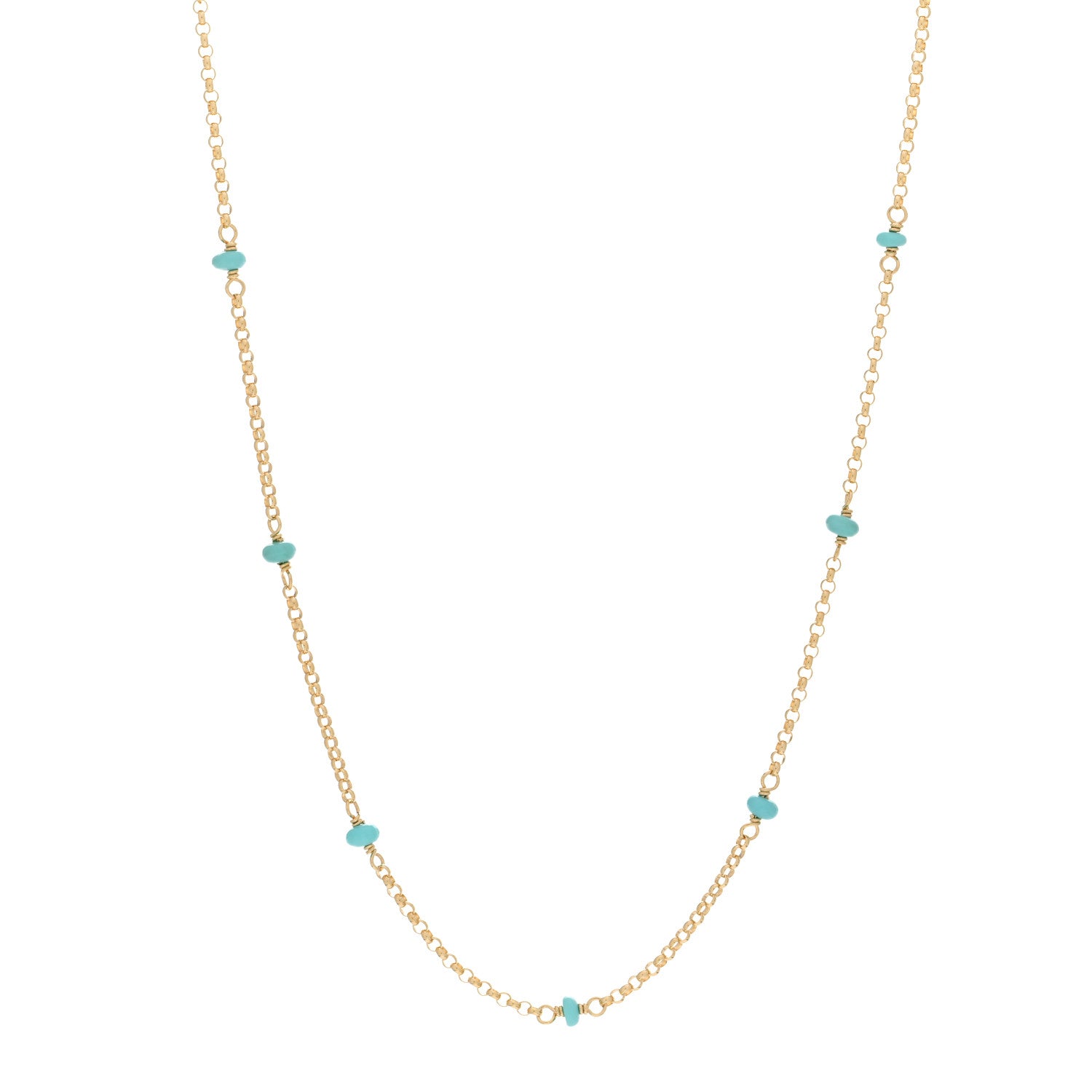 David Yurman 18K Yellow Gold Turquoise Cable Collectibles Bead Station Necklace 22" 1 of 4