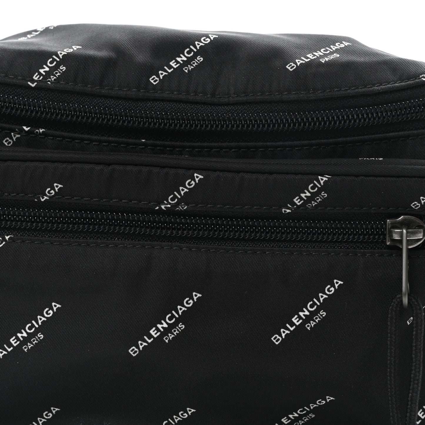 Twill Nylon Allover Logo Explorer Beltpack Black White