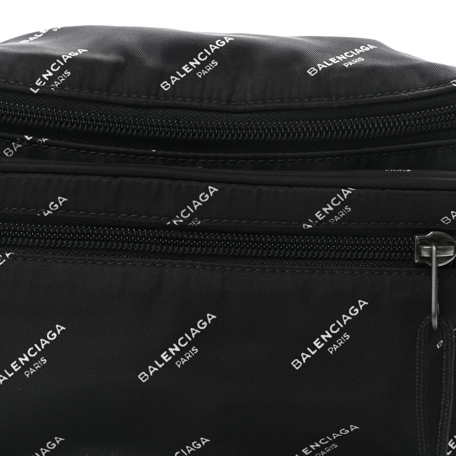 Balenciaga Twill Nylon Allover Logo Explorer Beltpack Black White 8 of 10