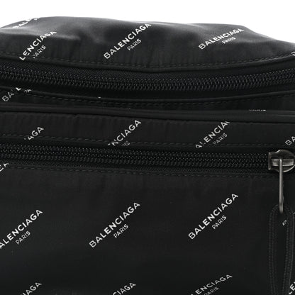 Balenciaga Twill Nylon Allover Logo Explorer Beltpack Black White 8 of 10