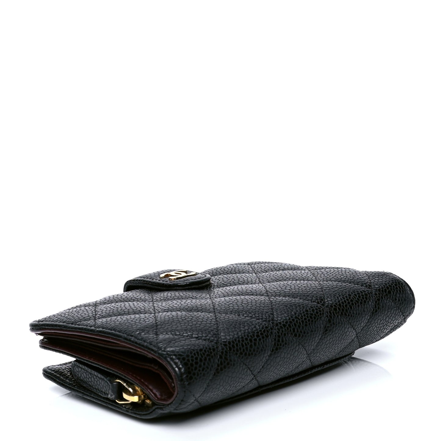 Caviar Quilted Zipped Pocket Wallet Black