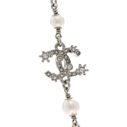 Chanel Crystal Pearl Star 5 CC Necklace Silver 4 of 5