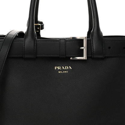 Prada Vitello Daino Large Buckle Bag With Belt Black 7 of 10