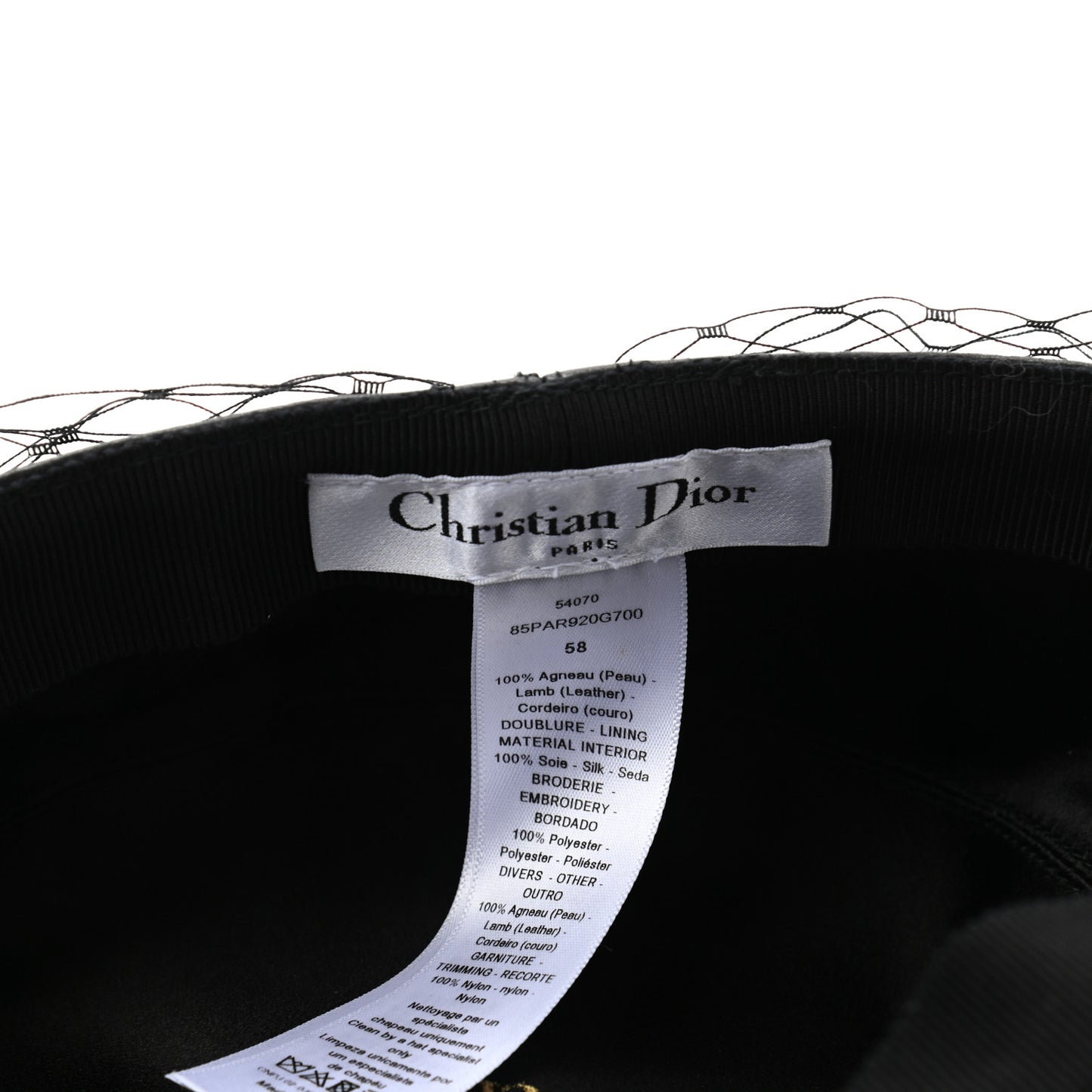 Lambskin Arty Cap with Veil 58 Black