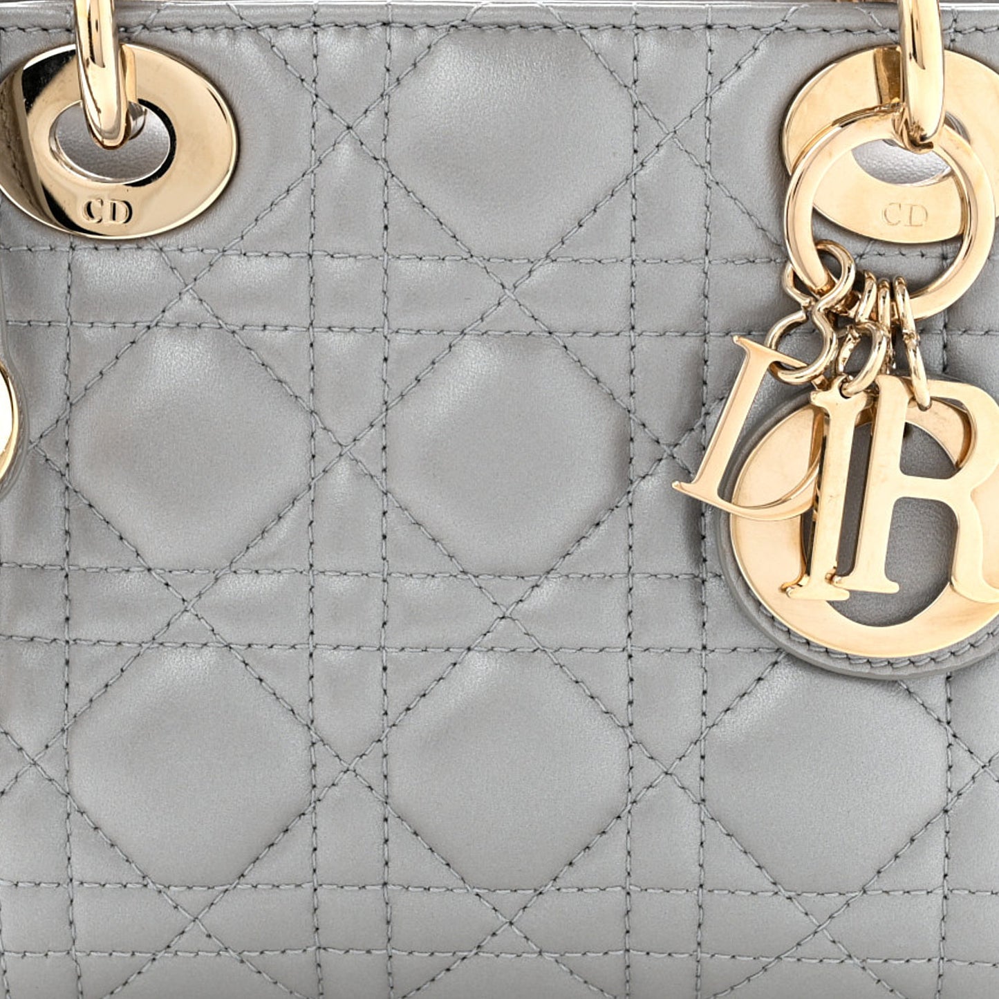 Lambskin Cannage Mini Lady Dior Gray Opaline Gray Opaline