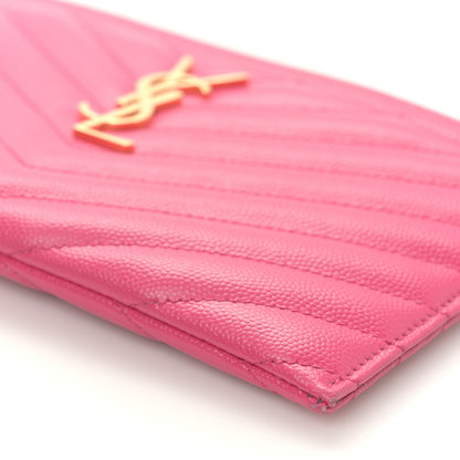 Saint Laurent Grain De Poudre Chevron Monogram Bill Pouch Fresh Fuxia 9 of 10