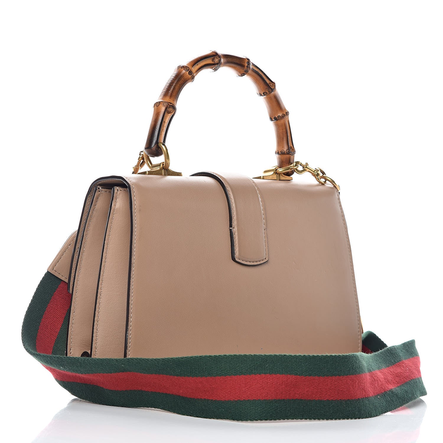 Gucci Calfskin Bamboo Web Medium Dionysus Top Handle Bag Camelia Bright Evergreen Hibiscus Red 3 of 20