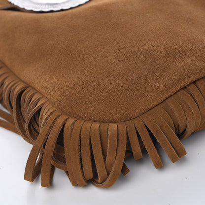 Saint Laurent Suede Fringe Flat Anita Crossbody Bag Camel 8 of 10