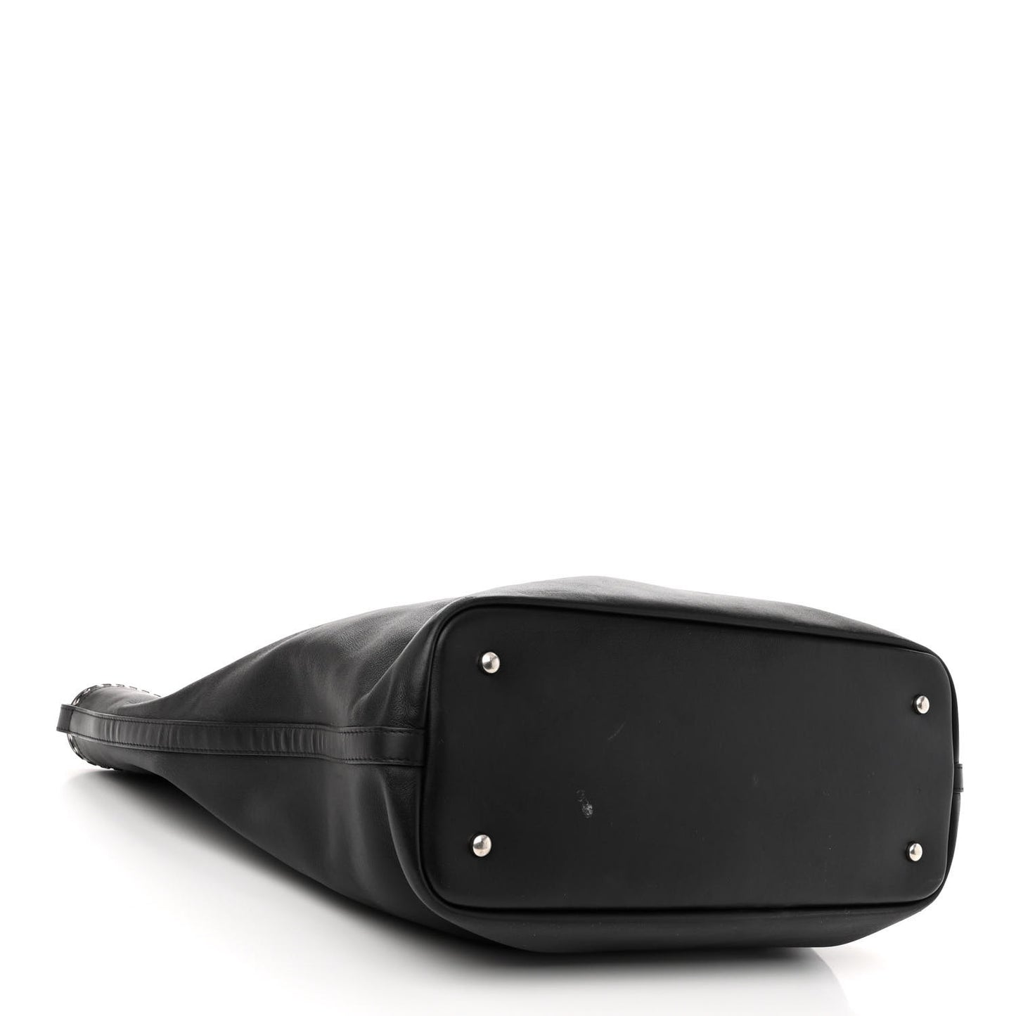 Grained Calfskin Large Coco Eyelets Shopping Tote Black