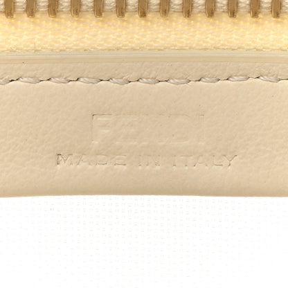 Fendi Mesh Vitello King Logo Embroidered Large Flat Pouch Sabbia White Ice 6 of 11