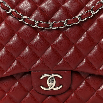 Chanel Caviar Quilted Maxi Double Flap Dark Red 8 of 10