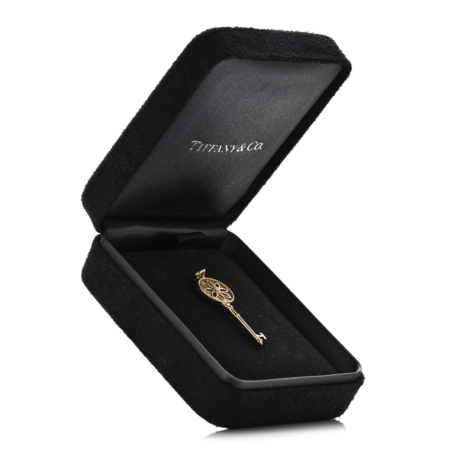 Tiffany 18K Yellow Gold Diamond Daisy Key Pendant 5 of 5