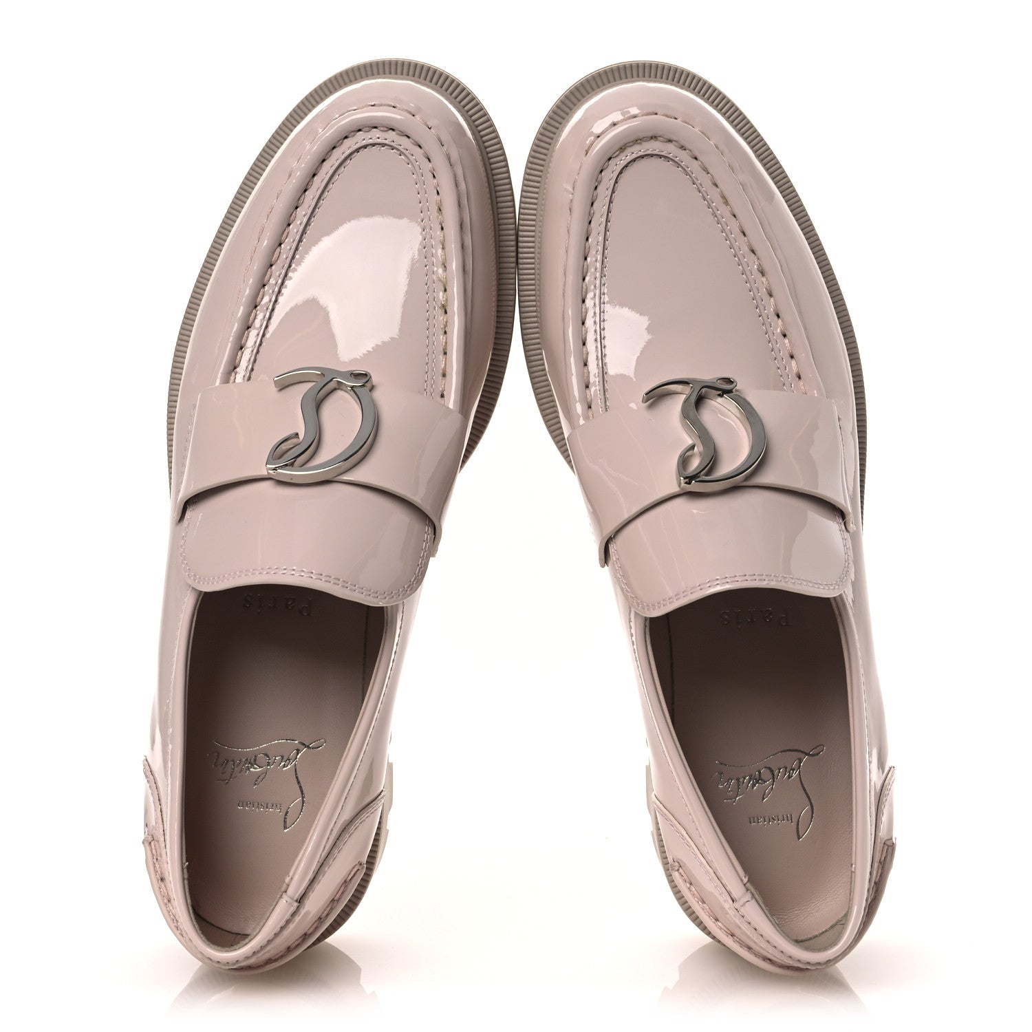 Christian Louboutin Patent Womens CL Moc Lug Flat Loafers 36 Leche 2 of 11