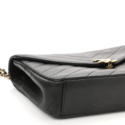 Chanel Lambskin Chevron Quilted Medium Envelope Flap Black 9 of 13