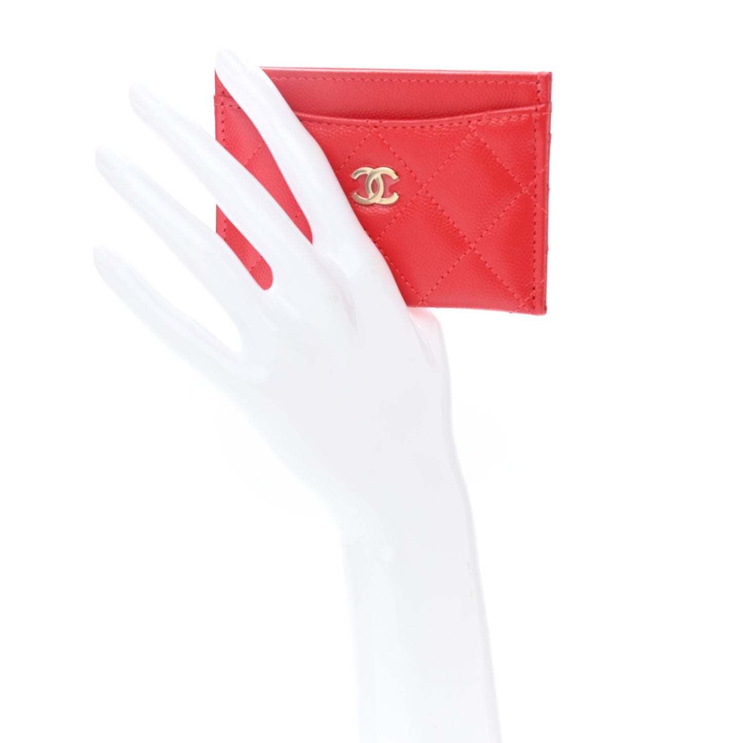 Caviar Quilted Card Holder Red
