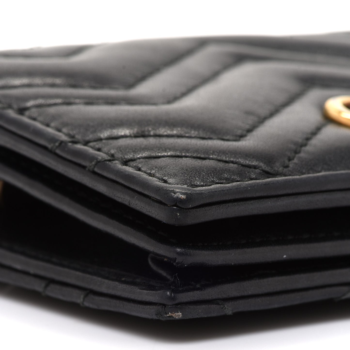 Calfskin Matelasse GG Marmont Card Case Wallet Black
