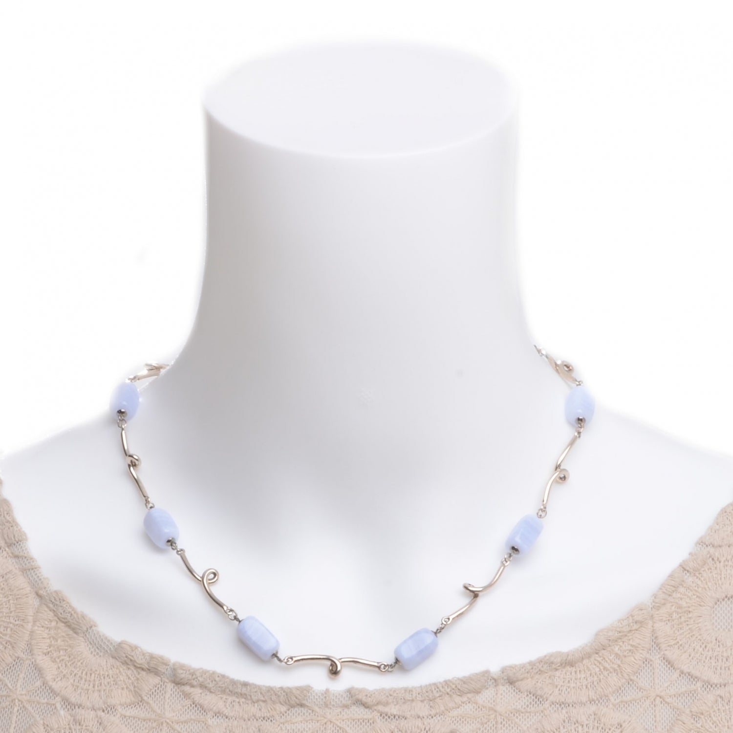 Tiffany Sterling Silver Lace Agate Twist Necklace 2 of 6