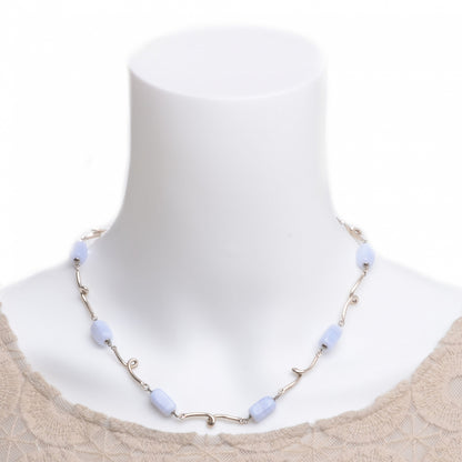 Tiffany Sterling Silver Lace Agate Twist Necklace 2 of 6