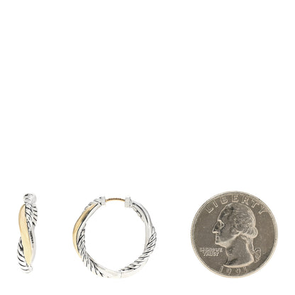 David Yurman Sterling Silver 14K Yellow Gold 23mm Petite Infinity Hoop Earrings 2 of 5