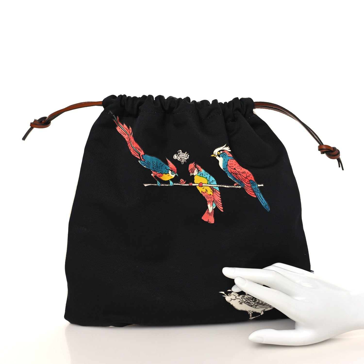 Loewe Canvas Parrot Paula's Ibiza Drawstring Pouch Black Ecru 2 of 6