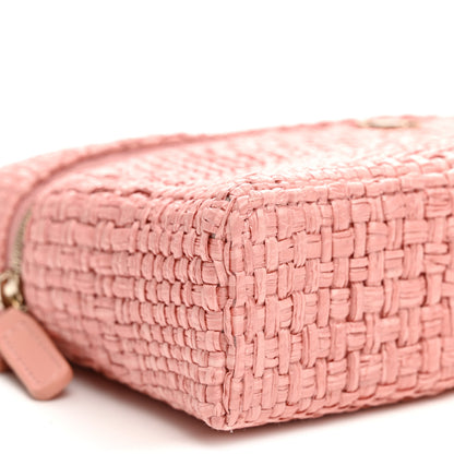 Chanel Braided Raffia Quilted Top Handle Slim Vanity Case With Chain Light Pink 9 of 10
