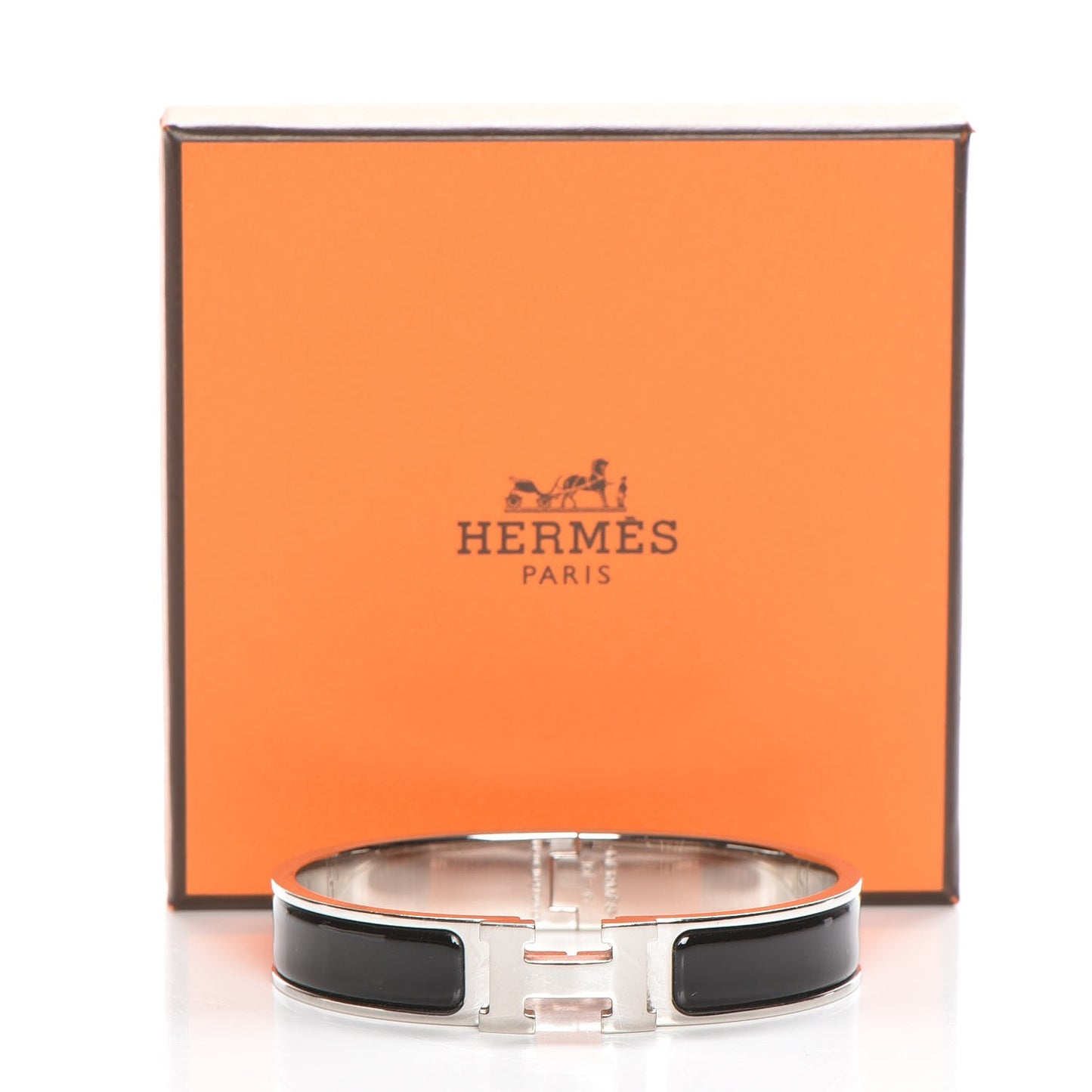 Enamel Narrow Clic Clac H Bracelet GM Black