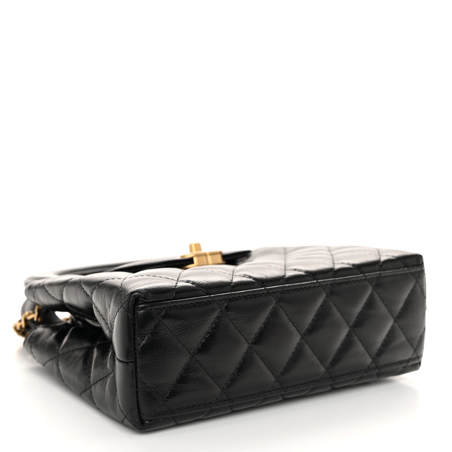 Chanel Shiny Aged Calfskin Quilted Nano Kelly Shopper Black 4 of 10
