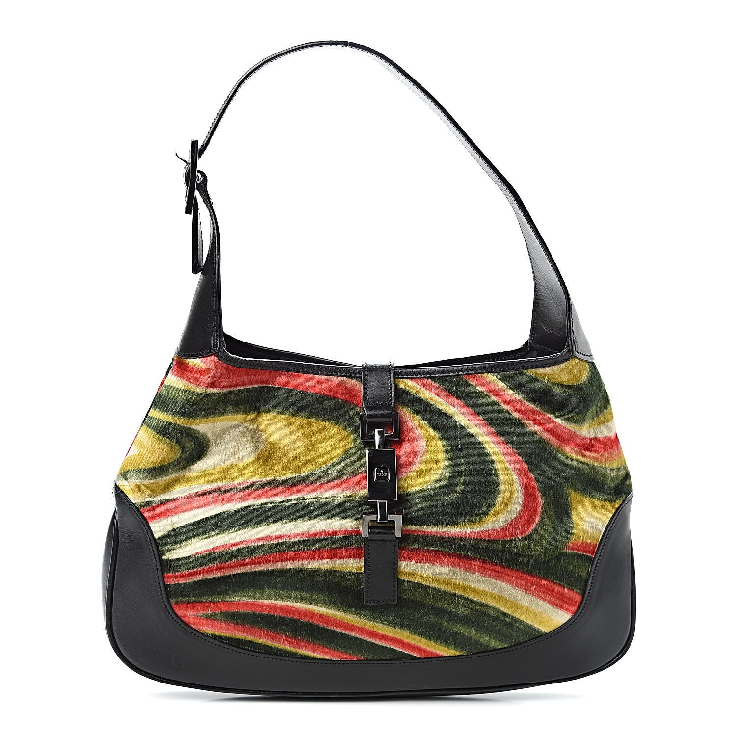 Gucci Velvet Calfskin Small Jackie O Hobo Green Red 1 of 10