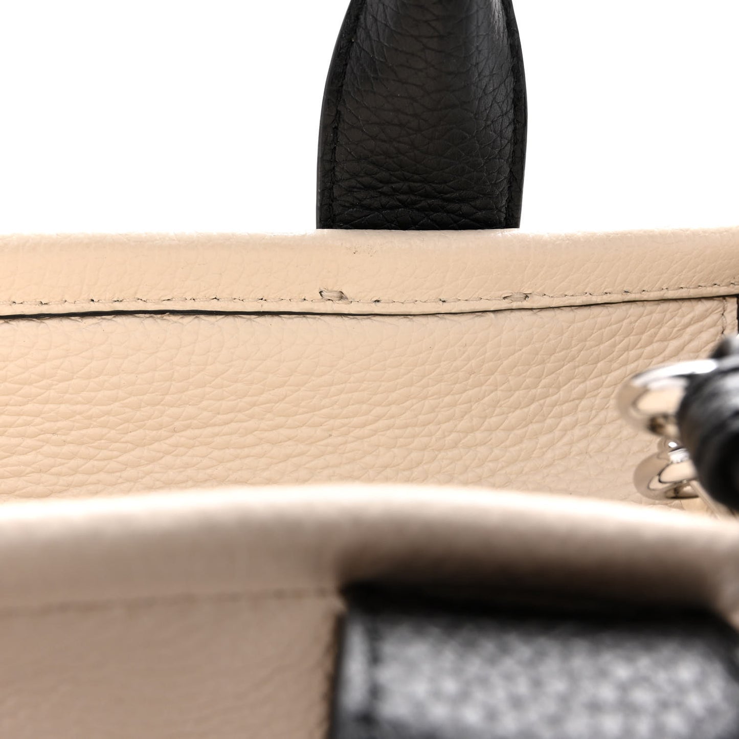 Grained Calfskin Small The Tote Bag Ivory Black